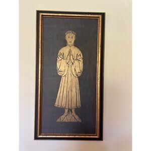 Framed vtg. rubbing - Medieval Plaque